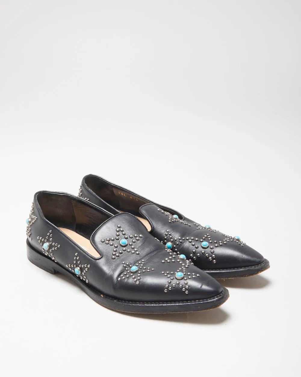 Valentino Garavani Women's Black 'Beatles Star' Leather Pointed Toe Loafers - UK3 sold by Rokit