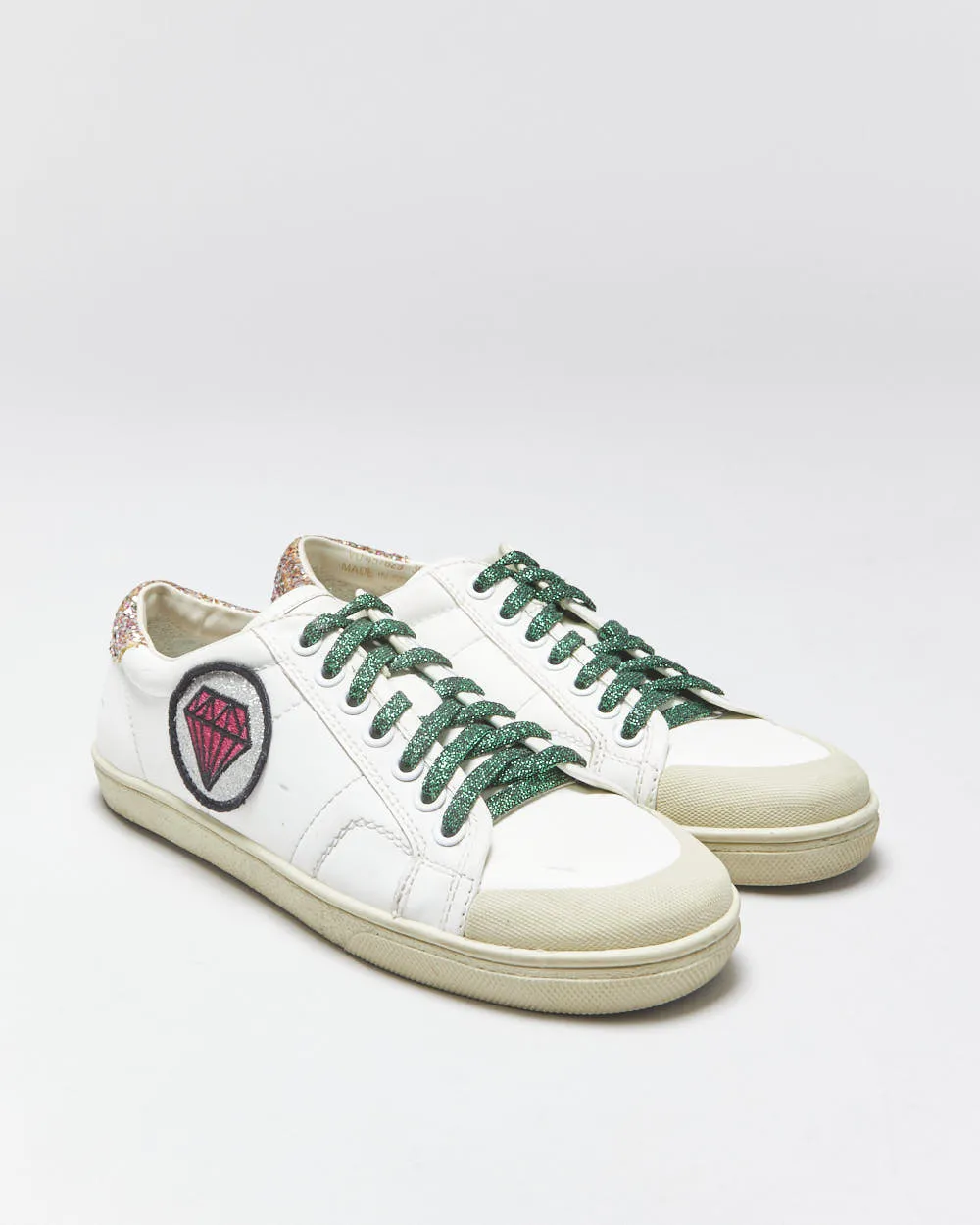 Saint Laurent Court Classic SL37 Women's Diamond/Glitter Trim Leather Low Trainers - UK3 sold by Rokit