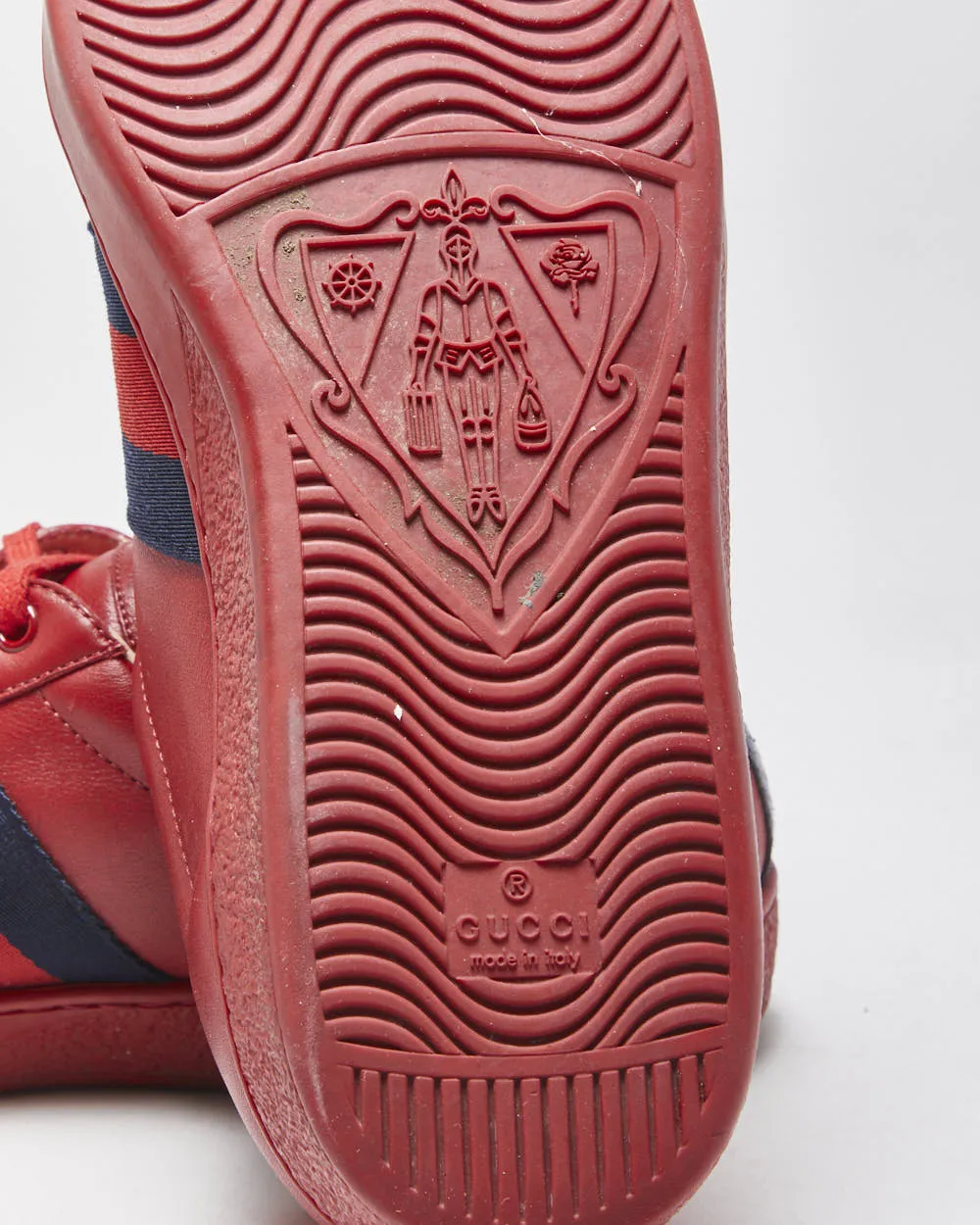 Gucci Ace Red Leather Embroidered Bee Python Heel Low Trainers - UK9 sold by Rokit product image thumbnail 5