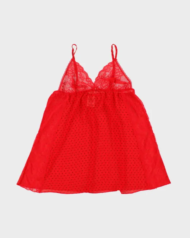Vintage Y2k 2000s In Bloom Polka Dot Mesh Cami Top - M made by Rokit