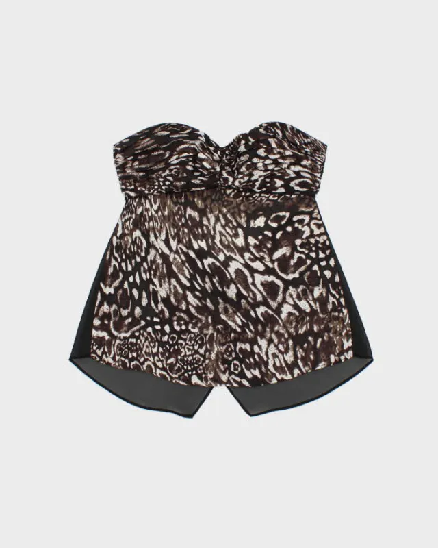 Vintage 2010s Bebe Leopard Print Satin & Mesh Backless Top - S made by Rokit