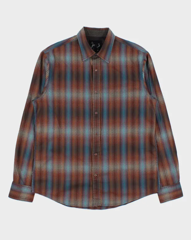 Vintage Y2K 00s Age Of Wisdom Japan Gradient Striped Pearl Snap Button Long Sleeve Shirt - M made by Rokit
