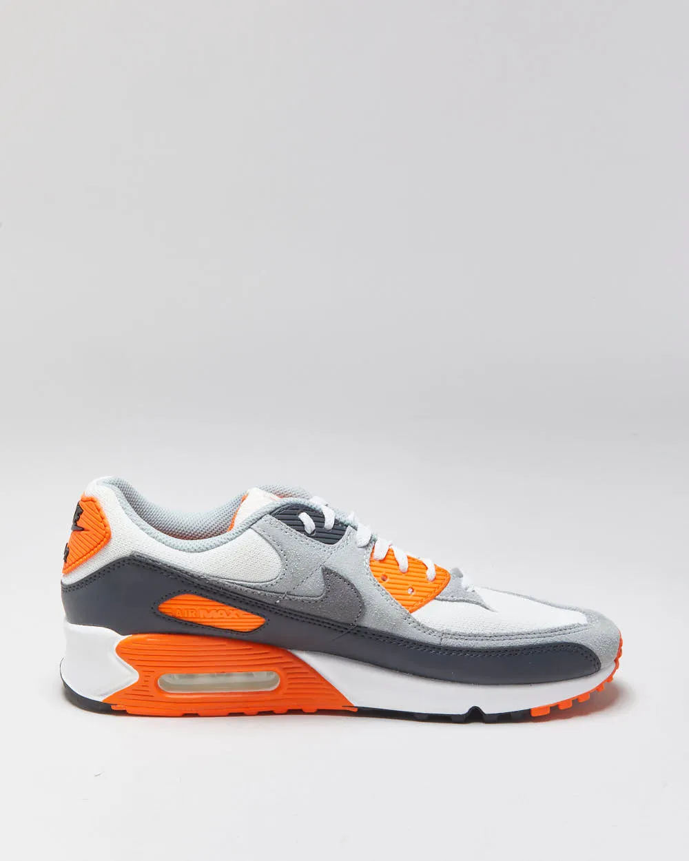 DS 2024 Nike Air Max 90 'Summit White/Safety Orange/Dark Smoke Grey/Smoke Grey' Trainers - UK11 sold by Rokit product image thumbnail 2