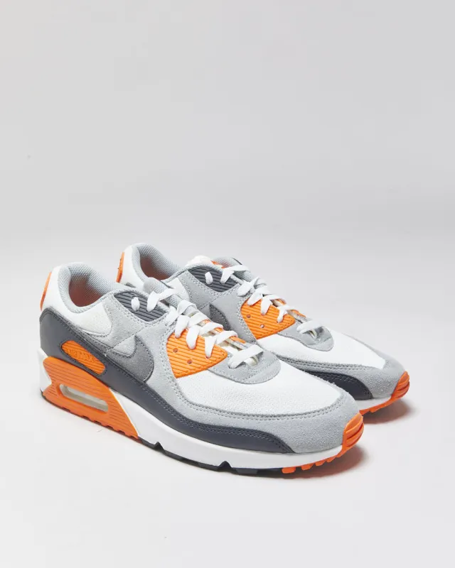 DS 2024 Nike Air Max 90 'Summit White/Safety Orange/Dark Smoke Grey/Smoke Grey' Trainers - UK11 made by Nike