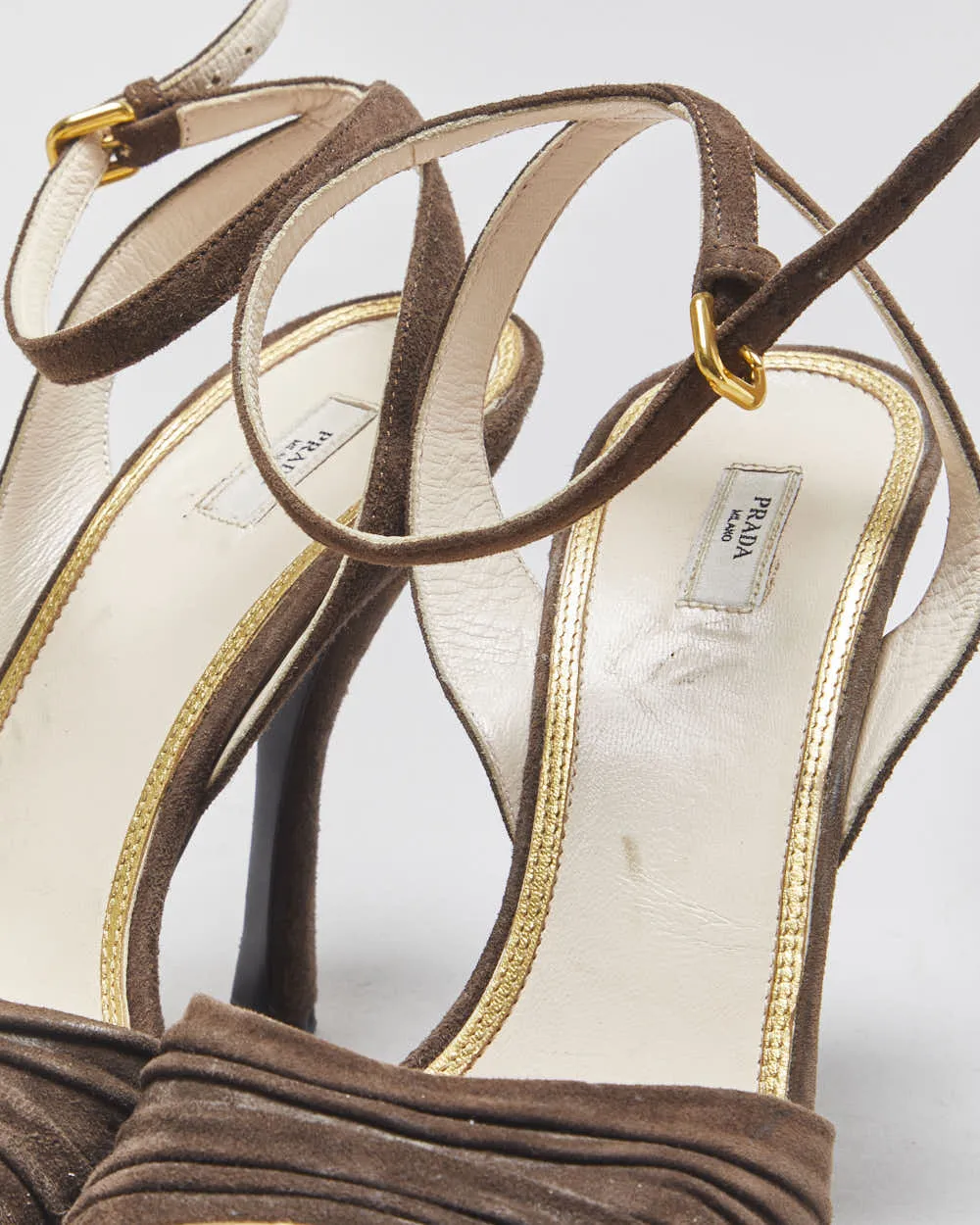 Vintage Prada Ruched Suede Sandal Heels - UK7.5 sold by Rokit product image thumbnail 5