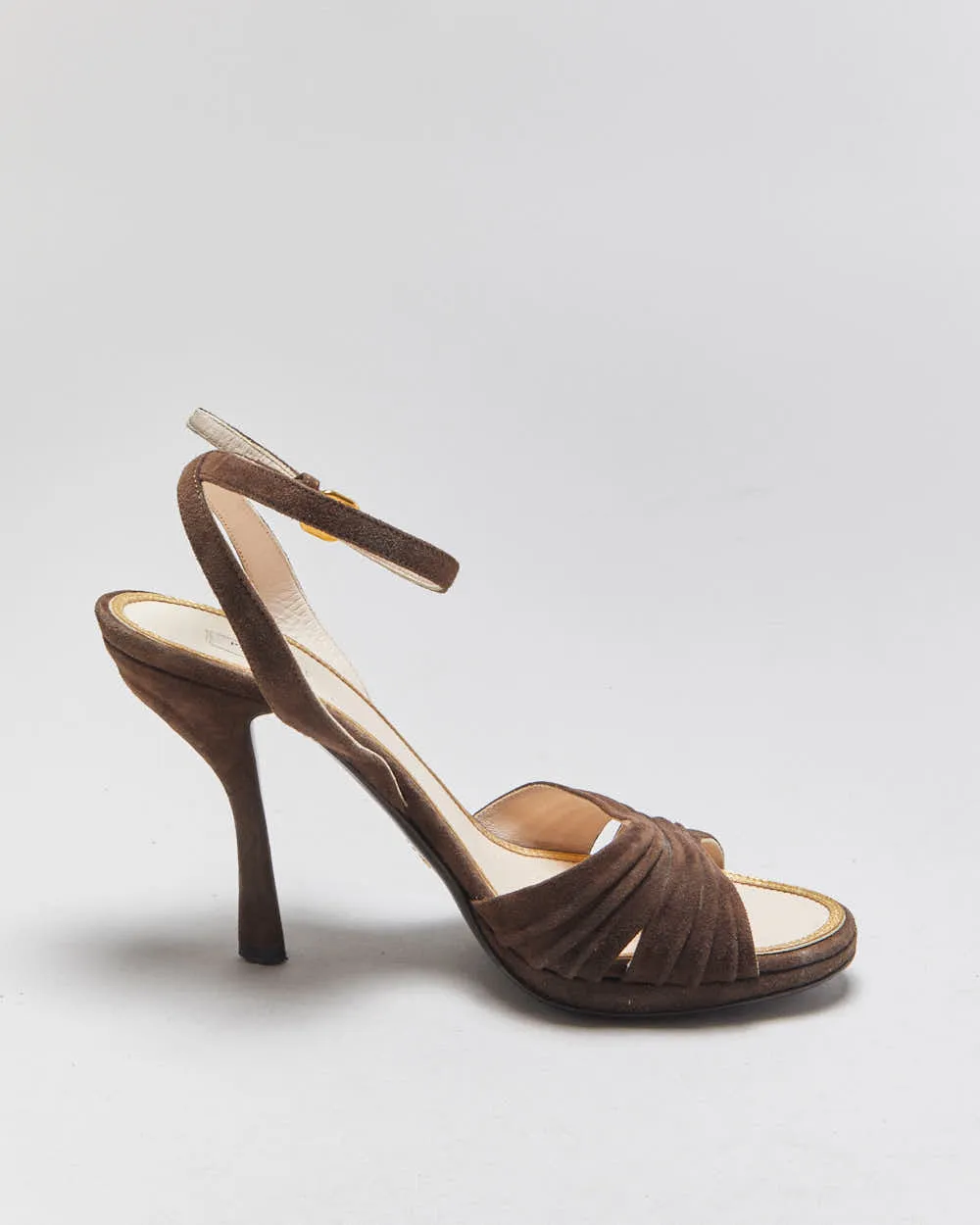 Vintage Prada Ruched Suede Sandal Heels - UK7.5 sold by Rokit product image thumbnail 2