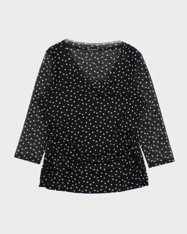 Vintage Y2k 2000s International Concepts Mesh Polka Dot Side Synched Top - XL made by Rokit