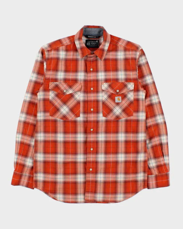 Vintage Carhartt Plaid Rugged Flex Snap Button Relaxed Fit Long Sleeve Western Shirt - S made by Carhartt