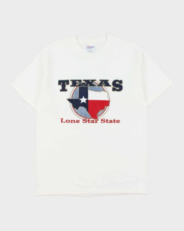 Vintage '00 Y2K Texas Lone Star State Hanes Heavyweight Crewneck T-Shirt - M made by Rokit