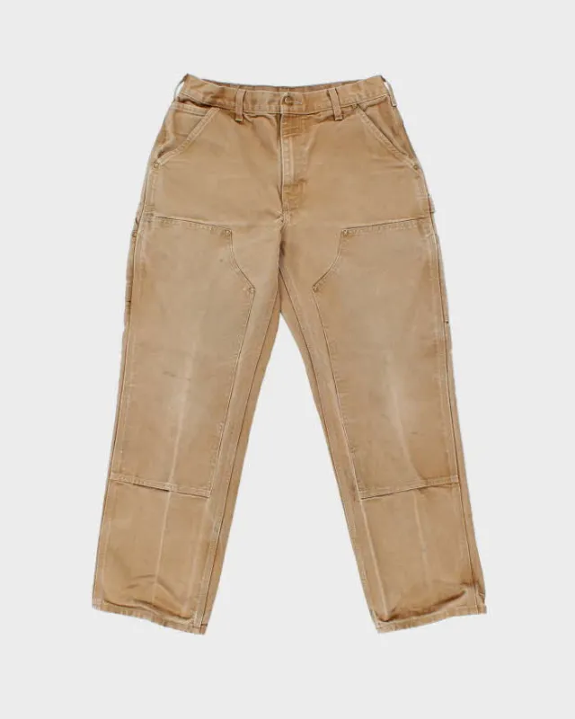Vintage Carhartt B01 Brown Union Made In USA Firm Duck Double Front Canvas Loose Original Fit Carpenter Trousers - W32 L30 made by Carhartt