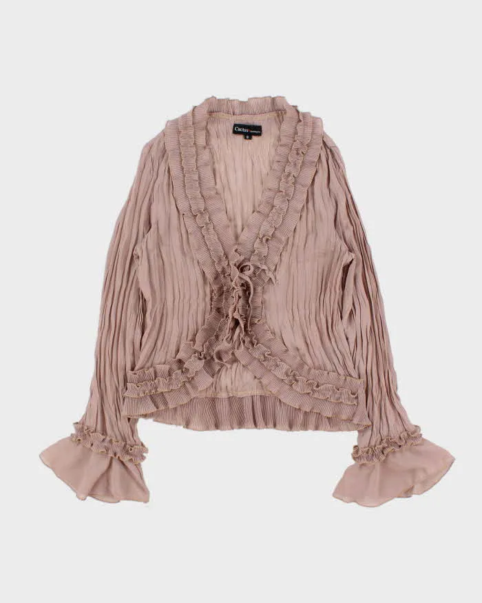 Vintage 1990s Cactus Tie-front Crinkle Blouse - S sold by Rokit
