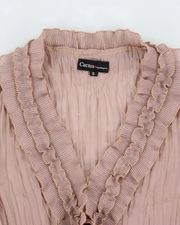 Vintage 1990s Cactus Tie-front Crinkle Blouse - S sold by Rokit product image thumbnail 5
