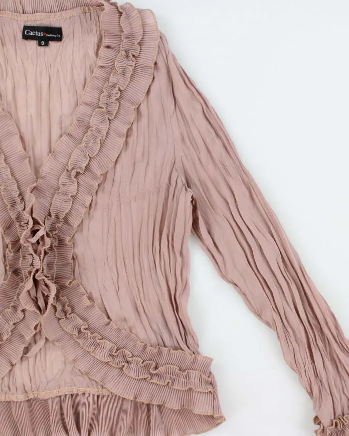 Vintage 1990s Cactus Tie-front Crinkle Blouse - S sold by Rokit product image thumbnail 3