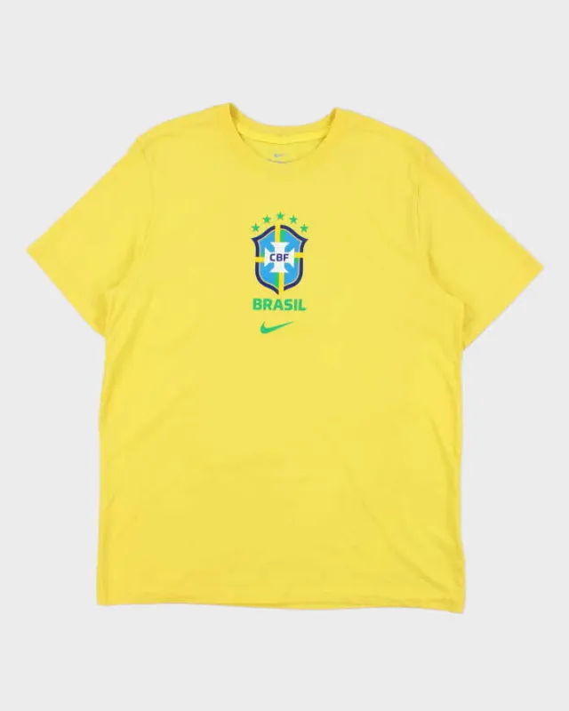 Vintage Nike Brazil CBF Crewneck Football T-Shirt - L made by Nike