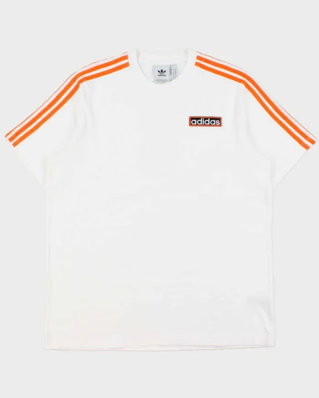 Vintage Adidas Originals '90s Embroidered 3-Stripe Heavyweight Crewneck T-Shirt - L made by Adidas
