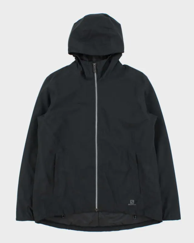 Vintage Salomon Black Soft Shell Hooded Windbreaker Jacket - M made by Salomon