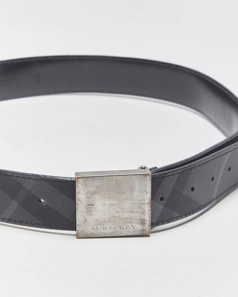 Vintage Burberry Nova Check Canvas Leather Square Plaque Buckle Belt - W32-W40 sold by Rokit product image thumbnail 4