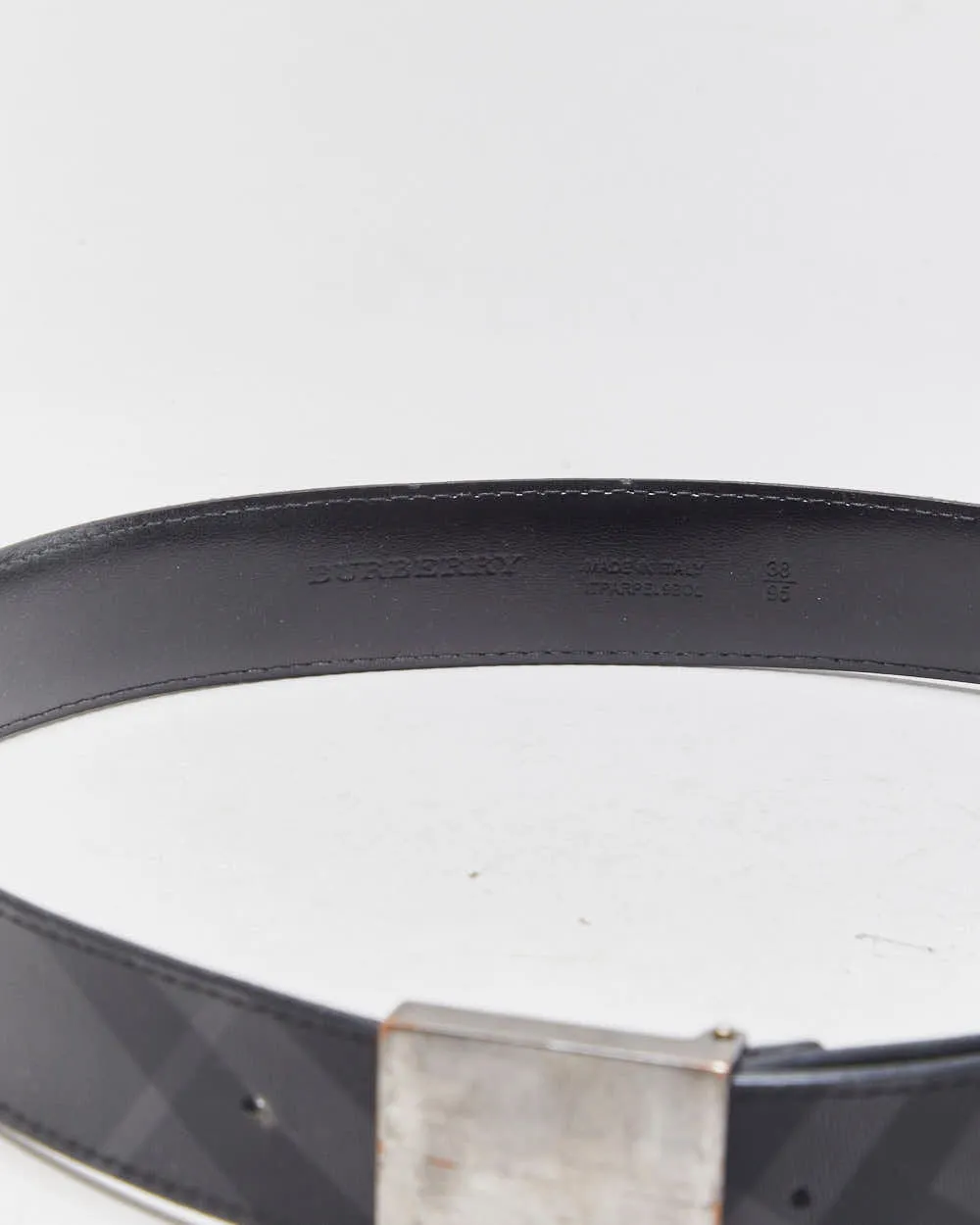 Vintage Burberry Nova Check Canvas Leather Square Plaque Buckle Belt - W32-W40 sold by Rokit product image thumbnail 5