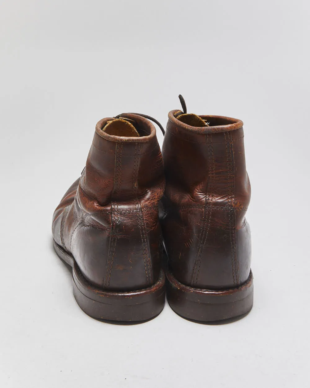 Vintage Aldo Cognac Leather Made In USA Vibram Lace Up Ankle Boots - UK12 sold by Rokit product image thumbnail 4