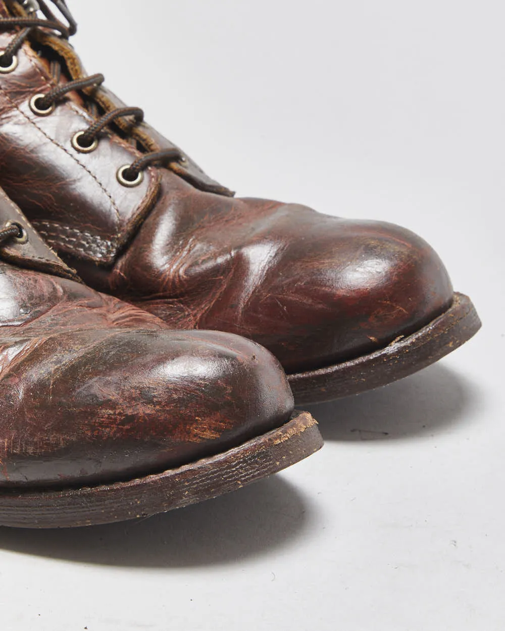 Vintage Aldo Cognac Leather Made In USA Vibram Lace Up Ankle Boots - UK12 sold by Rokit product image thumbnail 5