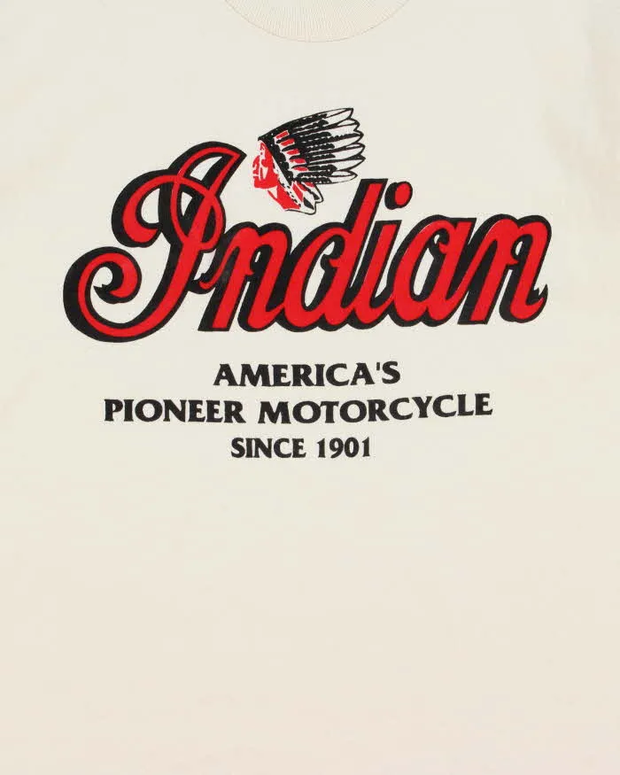 Vintage 1998 Indian Motorcycles Cream Heavyweight Made In Canada Single Stitch Crewneck T-Shirt - S sold by Rokit product image thumbnail 4