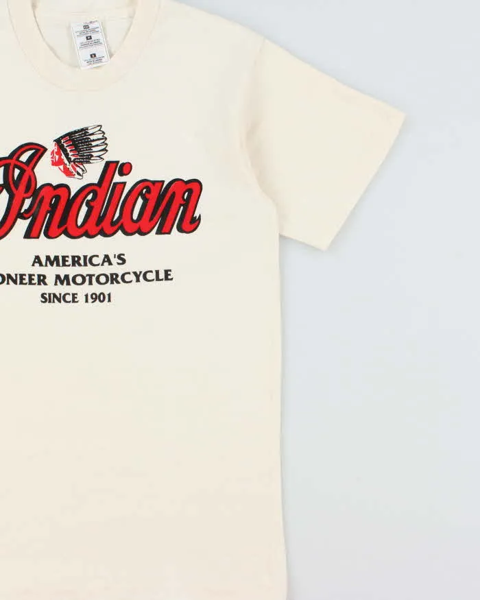 Vintage 1998 Indian Motorcycles Cream Heavyweight Made In Canada Single Stitch Crewneck T-Shirt - S sold by Rokit product image thumbnail 3