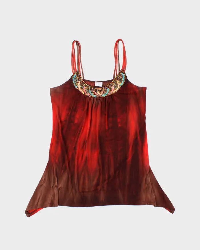 Vintage Y2k 2000s Suzy Beaded Slinky Top - S sold by Rokit