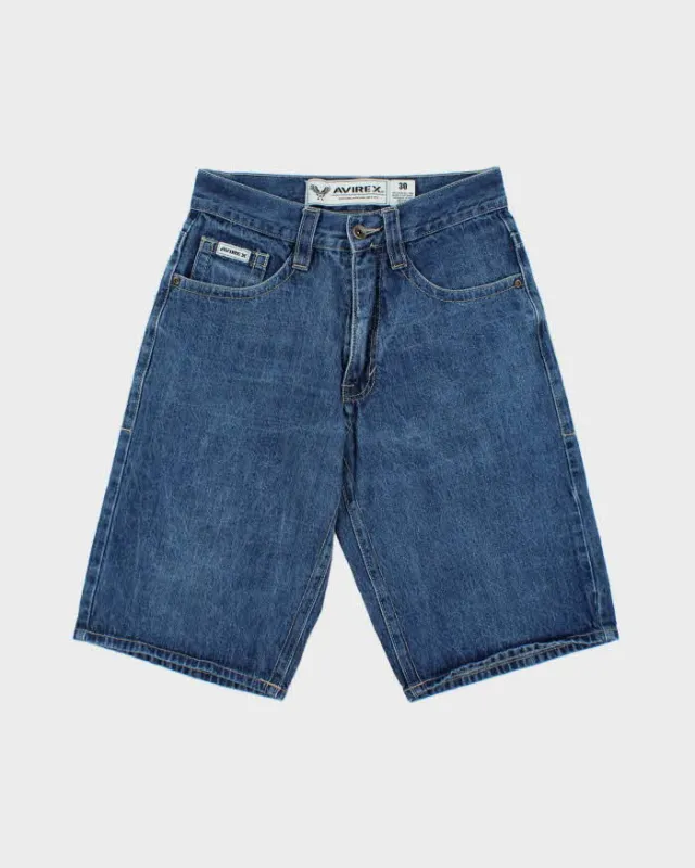 Vintage 1990s Avirex Embroidered Relaxed Fit Denim Jean Shorts - W30 made by Rokit