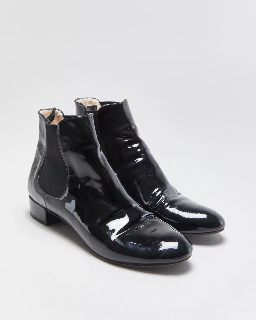 Vintage Prada Patent Leather Chelsea Boots - UK6 sold by Rokit