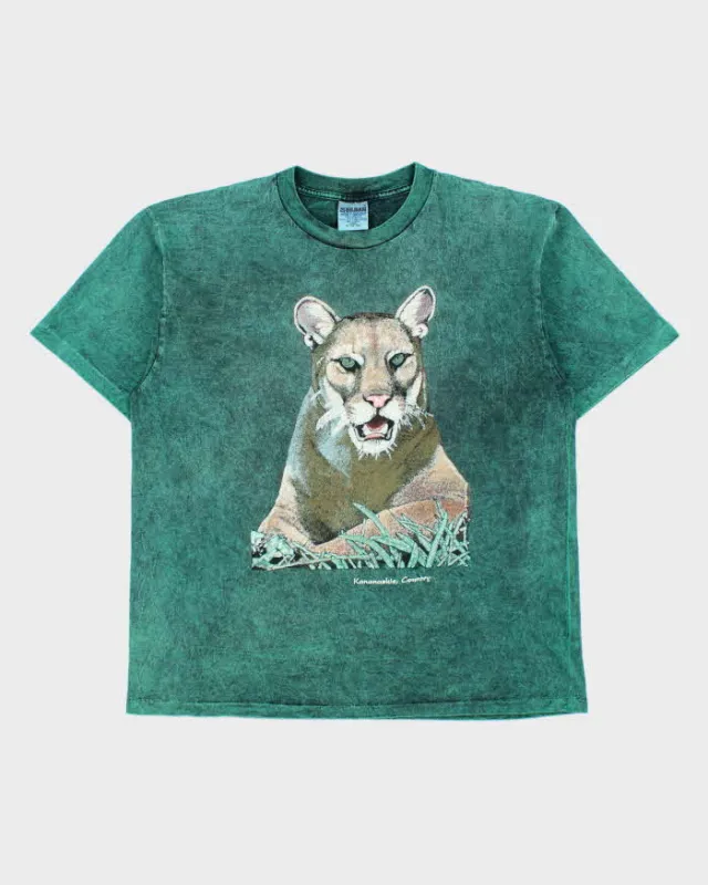 Vintage 1994 Kananaskis Country Acid Wash Gildan Heavyweight Single Stitch Made In Canada Crewneck T-Shirt - XL made by Rokit