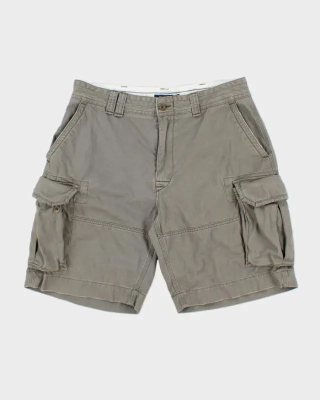 Vintage Polo Ralph Lauren Khaki Original Classic Chino Relaxed Fit Wide Leg Cargo Shorts - W36 made by Ralph Lauren