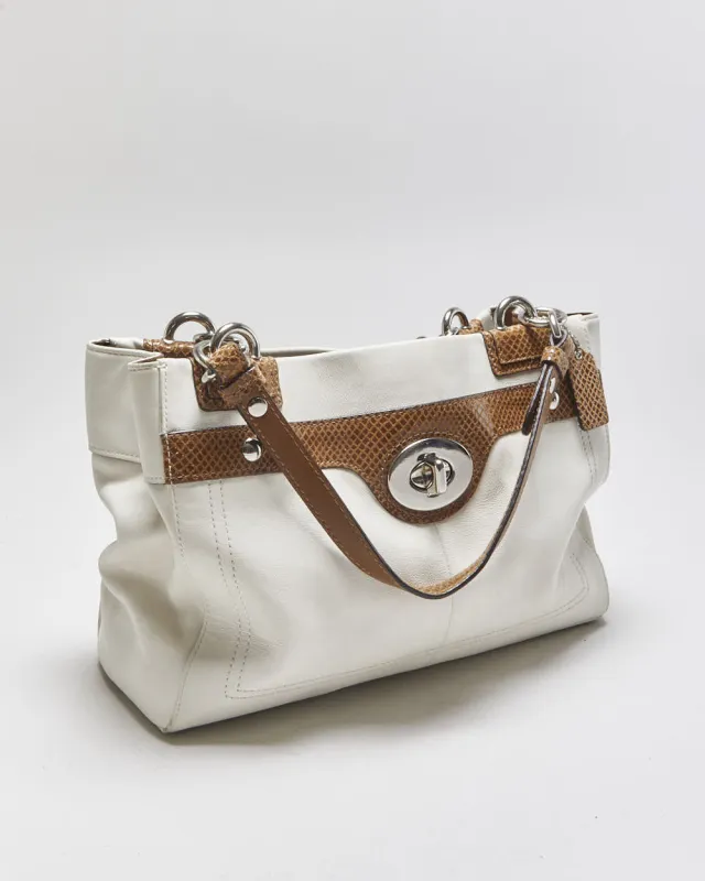 Vintage Y2k 2000s Coach Penelope Snakeskin Trim Tote Handbag made by Coach