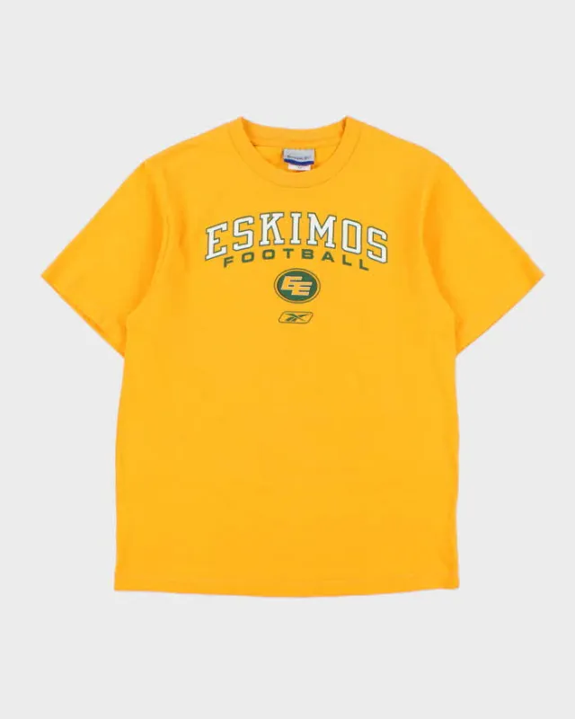 Vintage Y2K 00s Reebok Edmonton Eskimos American Football Made In Canada Heavyweight Crewneck T-Shirt - S made by Reebok