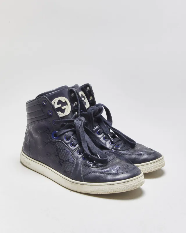 Gucci Imprime High Top Leather Trainers - UK6.5 made by Gucci