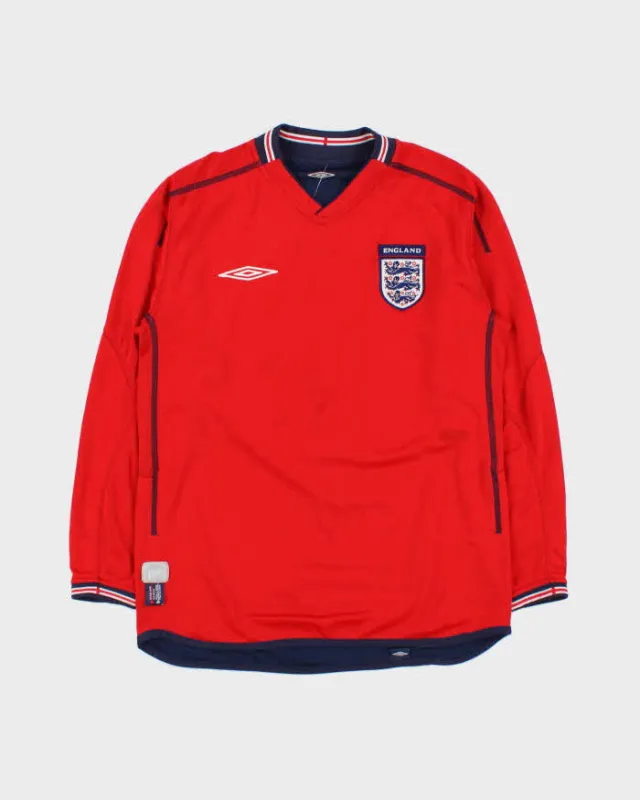 Vintage Umbro England Football 2004 Euros Hargreaves #18 Reversible Long Sleeve Away Shirt - S made by Umbro