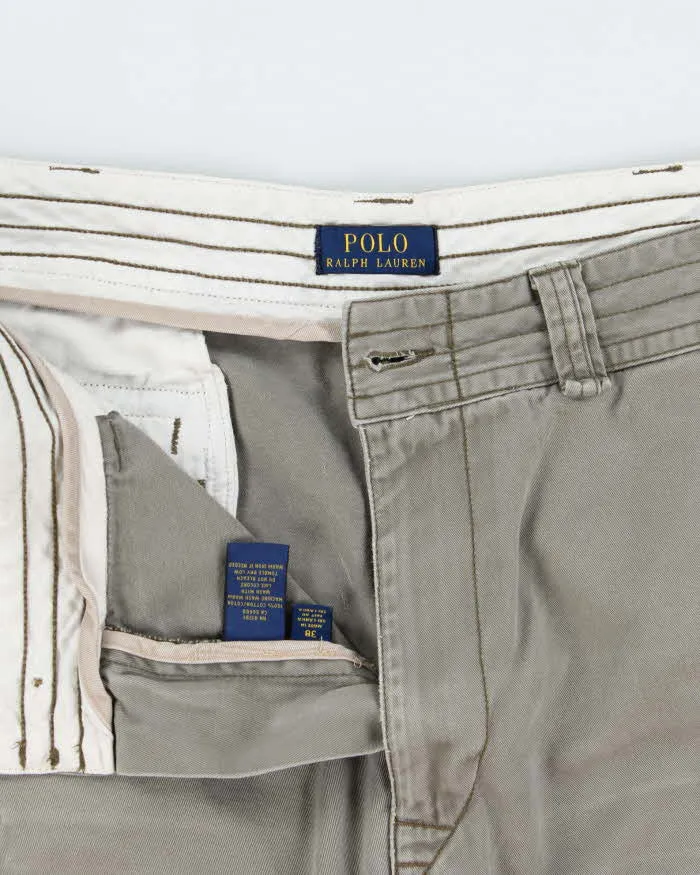 Vintage Polo Ralph Lauren Khaki Classic Chino Canvas Relaxed Fit Wide Leg Cargo Shorts - W38 sold by Rokit product image thumbnail 5