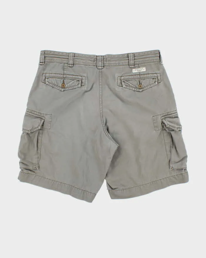 Vintage Polo Ralph Lauren Khaki Classic Chino Canvas Relaxed Fit Wide Leg Cargo Shorts - W38 sold by Rokit product image thumbnail 2