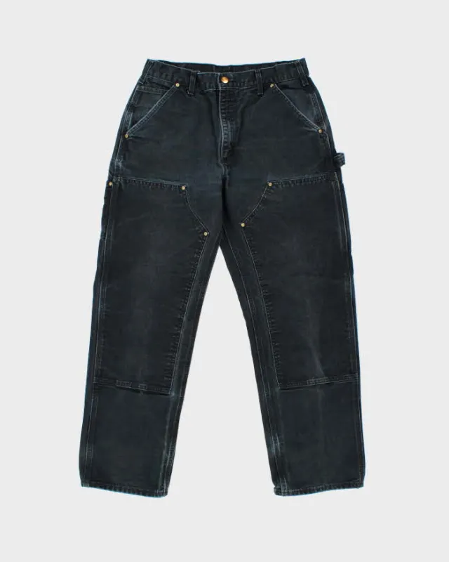 Vintage Carhartt B01 BLK Union Made In USA Firm Duck Double Front Canvas Loose Original Fit Carpenter Trousers - W32 L30 made by Carhartt