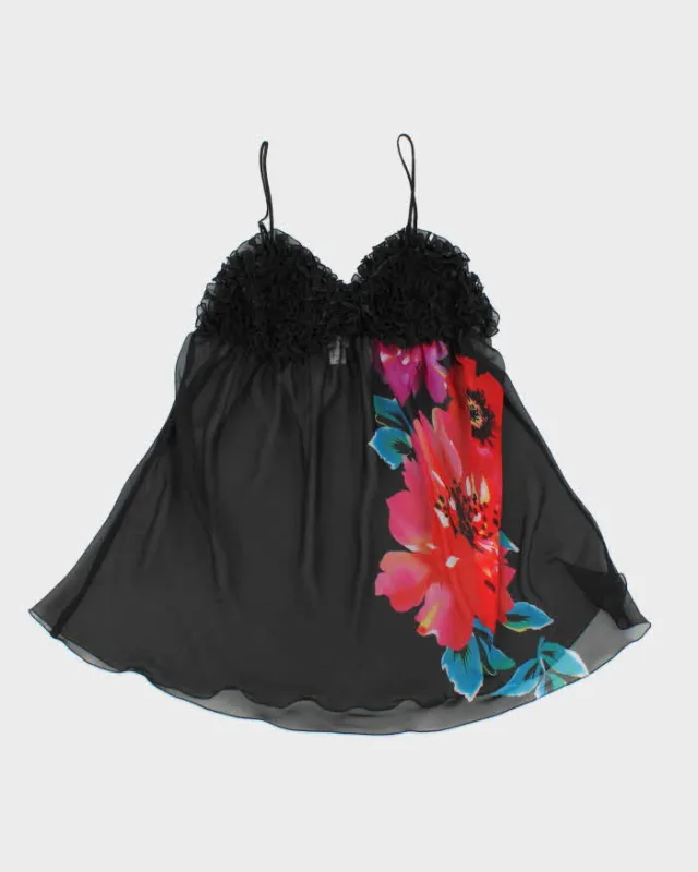 Vintage Y2k 2000s La Senza Mesh Frilly Cup Detail Cami Top - M made by Rokit