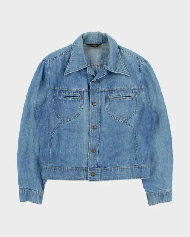 Vintage 1975 Lee M.R Light Wash Union Made In USA Snap Button Denim Trucker Jacket - L made by Lee