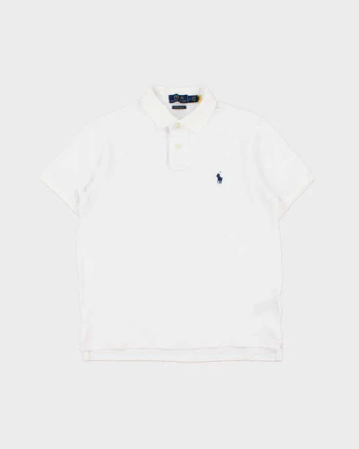 Vintage Polo Ralph Lauren White Custom Slim Fit Short Sleeve Polo Shirt - S sold by Rokit
