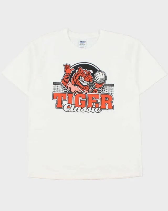 Vintage Y2K 00s Tiger Classic Basketball Gildan Ultra Heavyweight Crewneck T-Shirt - L made by Rokit