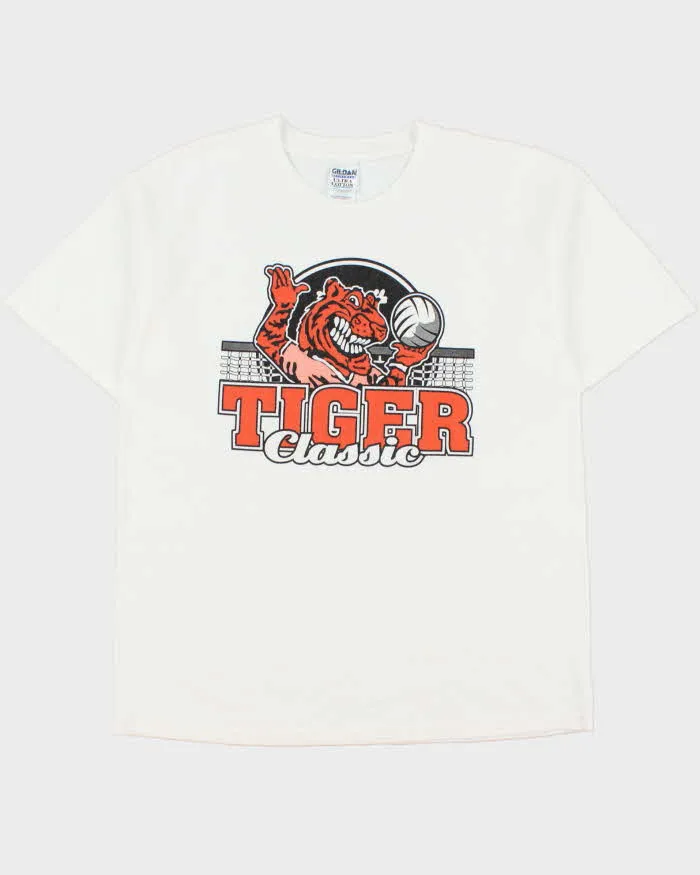 Vintage Y2K 00s Tiger Classic Basketball Gildan Ultra Heavyweight Crewneck T-Shirt - L sold by Rokit