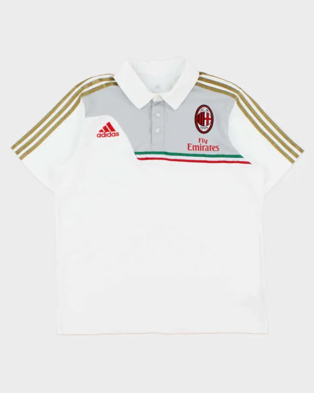 Vintage 2013-14 Adidas AC Milan FC Embroidered Short Sleeve Football Polo Shirt - L made by Adidas