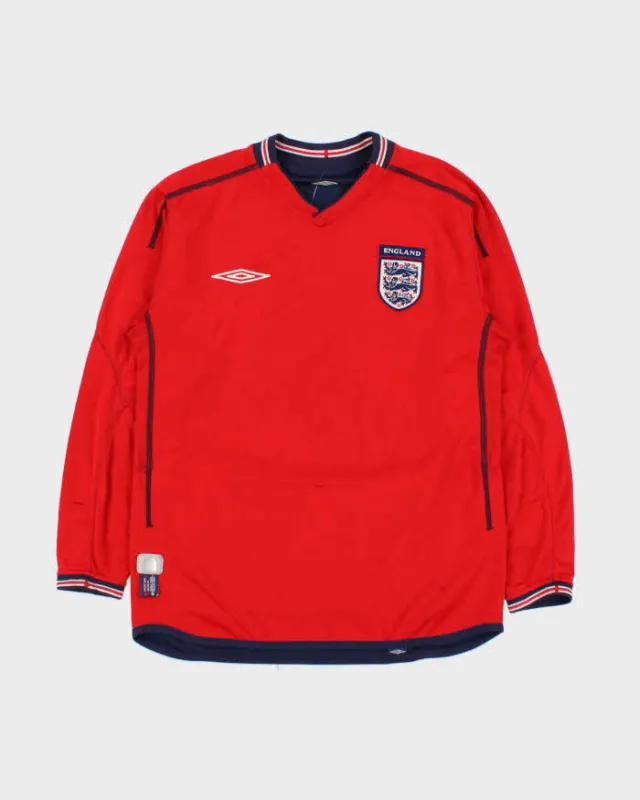 Vintage Umbro England Football 2004 Euros Hargreaves #18 Reversible Long Sleeve Away Shirt - S made by Umbro