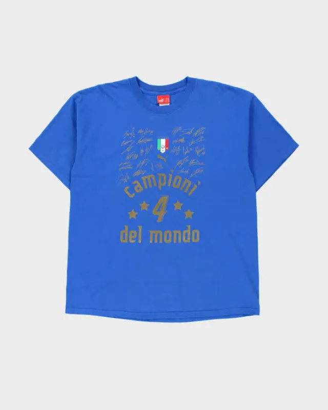 Vintage 2006 Puma Italia 4 Times World Cup Winners Heavyweight Made In Canada Crewneck T-Shirt - XL made by Puma