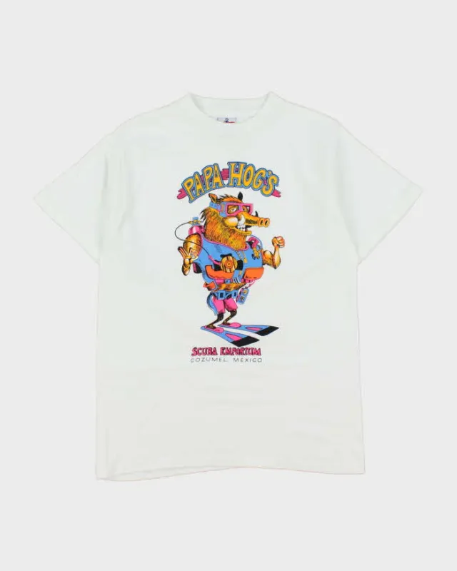 Vintage 1990s Papa Hogs Scuba Emporium Cozumel Mexico Heavyweight Crewneck T-Shirt - M made by Rokit