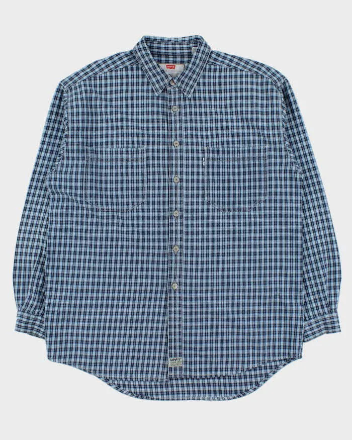 Vintage 1990s Levi's White Tab Plaid Long Sleeve Denim Shirt - L sold by Rokit