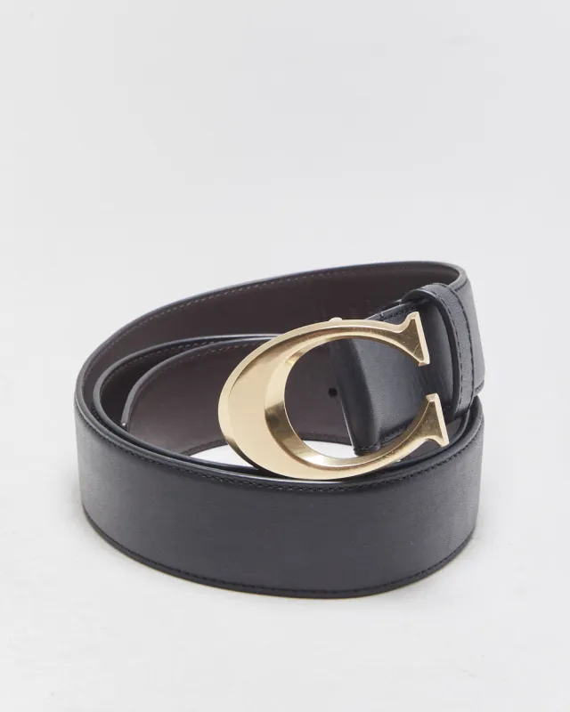 Coach Black Leather Signature C Buckle Belt - W36-W40 made by Coach