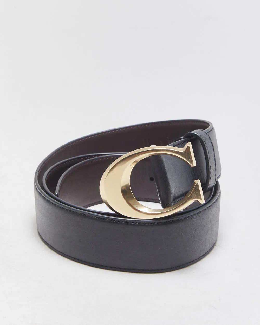Coach Black Leather Signature C Buckle Belt - W36-W40 sold by Rokit